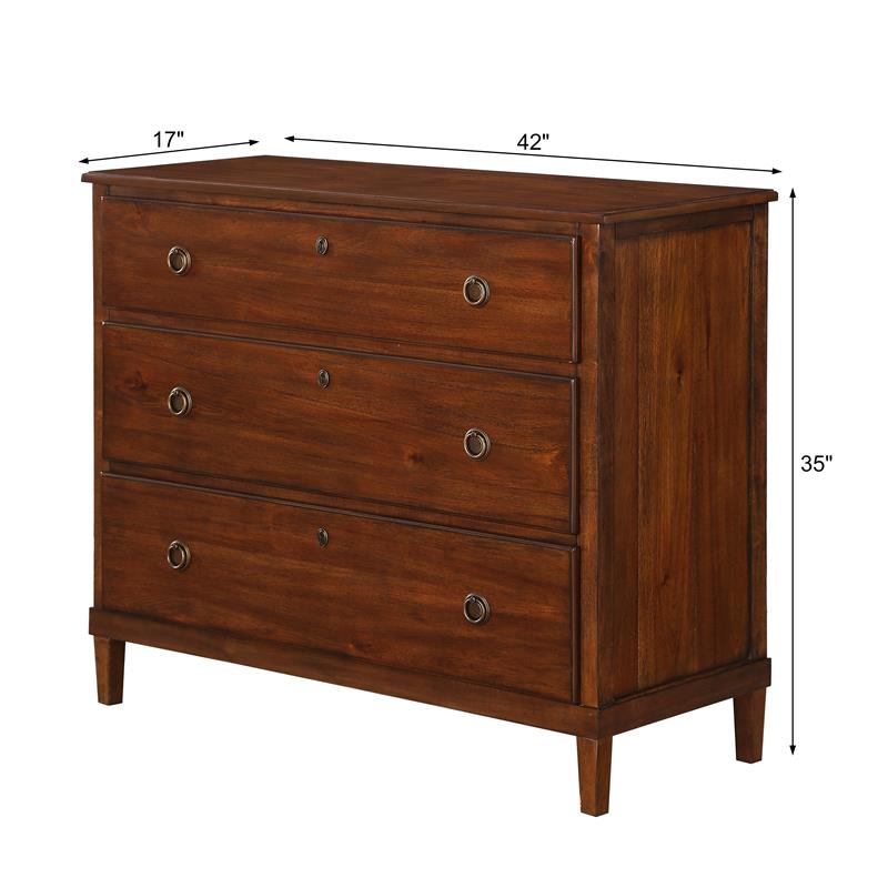 Comfort Pointe Cambridge Brown Finished Wood 3-Drawer Dresser