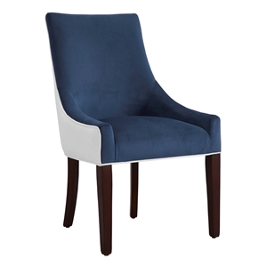 jolie upholstered navy blue and white fabric dining chair