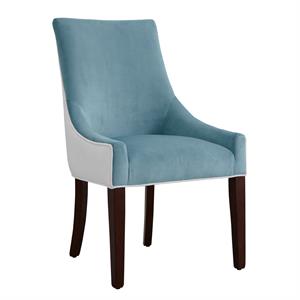 jolie seafoam blue and white fabric upholstered dining chair
