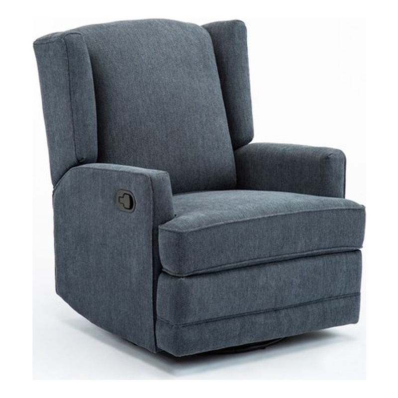 Comfort Pointe Serelda Blue Chenille Wingback Swivel Glider Recliner