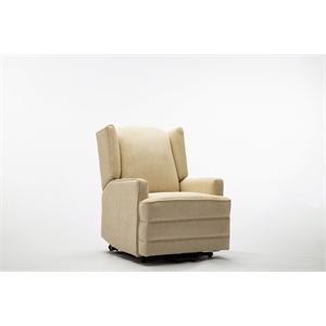 comfort pointe connoly beige chenille wingback lift chair