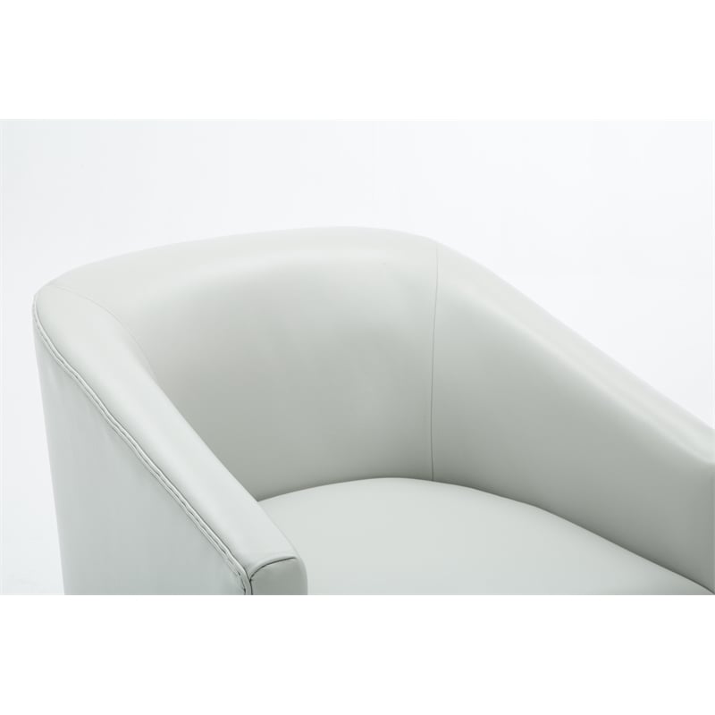 Comfort Pointe Gaven Dove Gray Faux Leather Wood Base Swivel Accent Chair