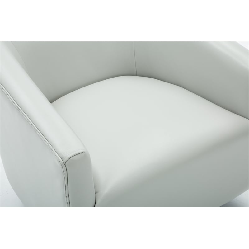 Comfort Pointe Gaven Dove Gray Faux Leather Wood Base Swivel Accent Chair