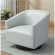 Comfort Pointe Gaven Dove Gray Faux Leather Wood Base Swivel Accent Chair