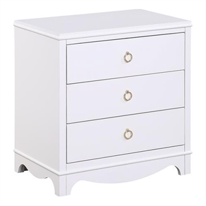 laurel white 3-drawer wood nightstand