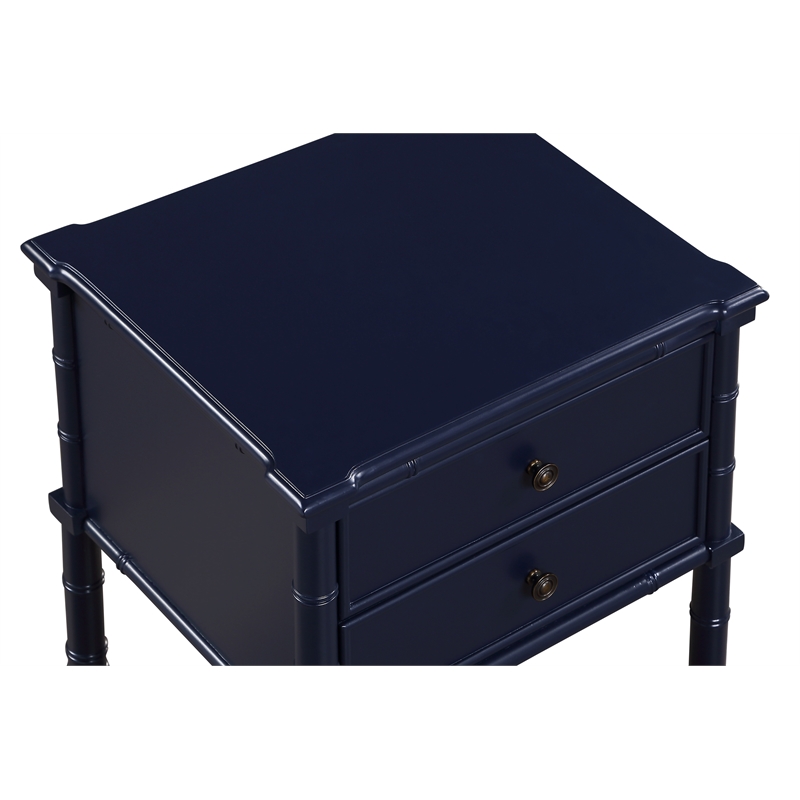 Comfort Pointe Ellison Midnight Blue Wood 2-Drawer Coastal Style Nightstand