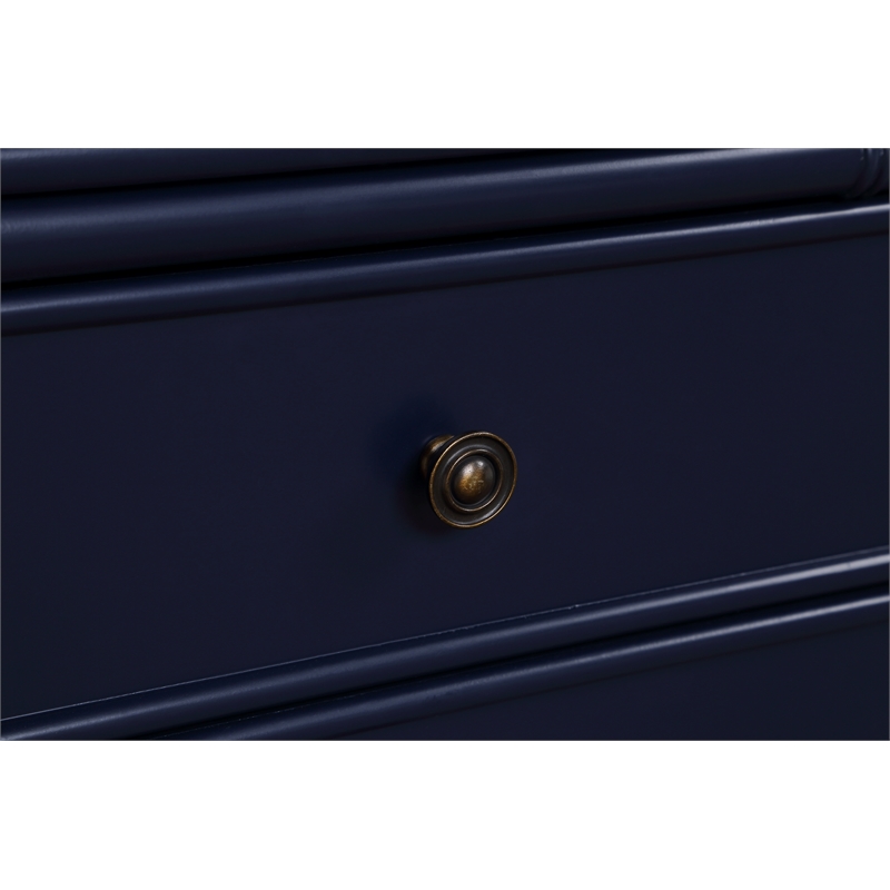 Comfort Pointe Ellison Midnight Blue Wood 2-Drawer Coastal Style Nightstand