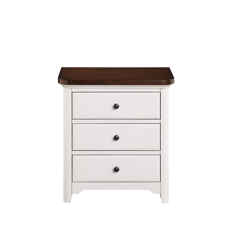 Comfort Pointe Kamlin Antique Wood 3 Drawer Nightstand In White And Brown Cherry 827 10 55