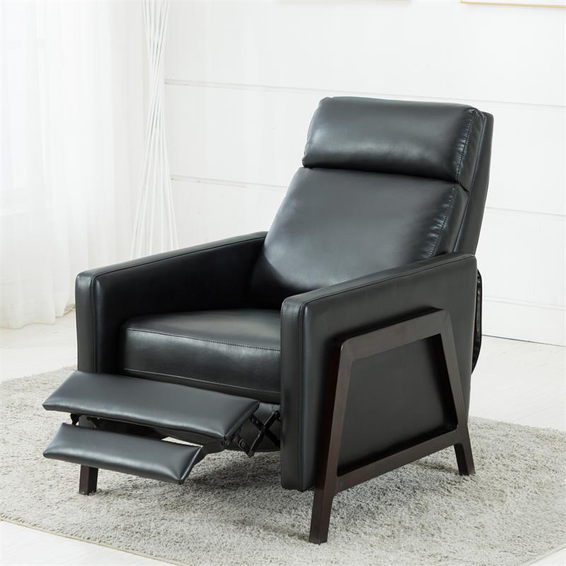 Comfort Pointe Maxton Black Faux Leather Manual Push Back Recliner