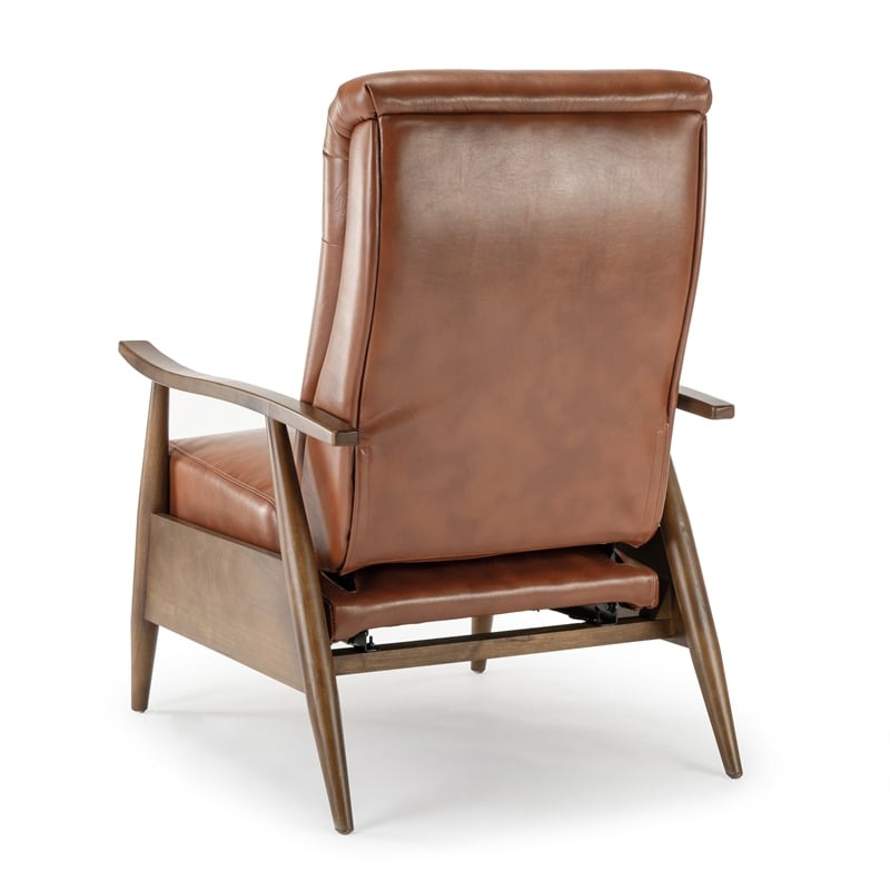 Comfort Pointe Solaris Wood Arm Push Back Recliner Caramel, High Back Leather Recliner Chair