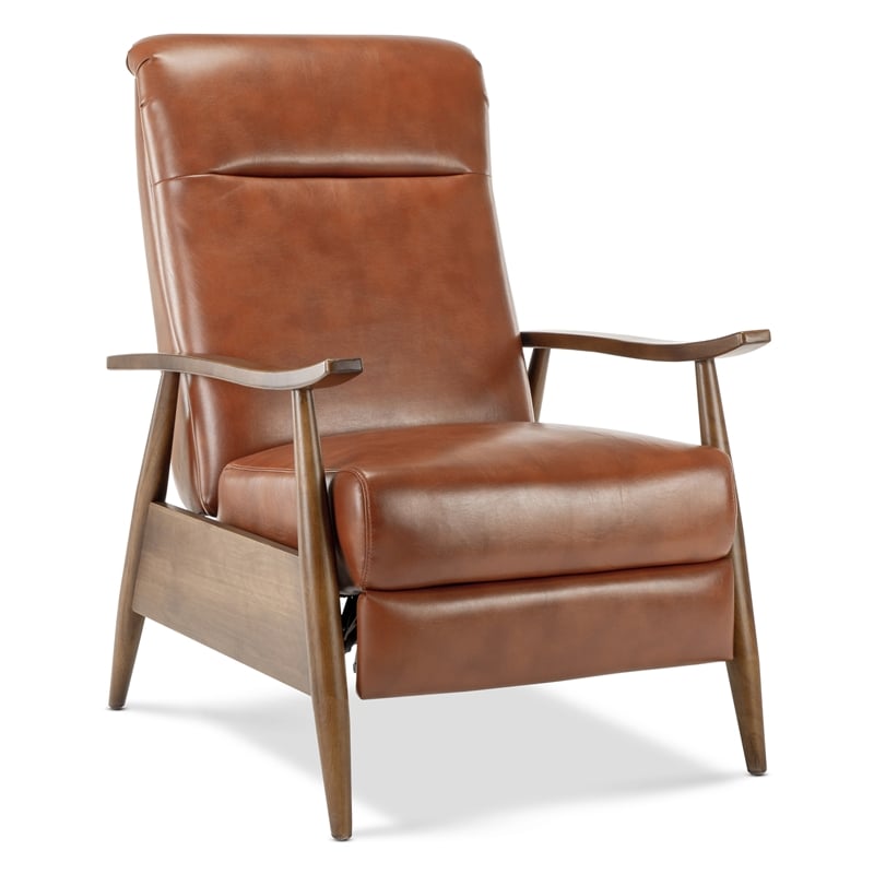 Solaris Caramel Faux Leather Wooden Arm, Faux Leather Recliner Chair
