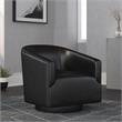 Comfort Pointe Gaven Black Faux Leather Wood Base Swivel Accent Chair