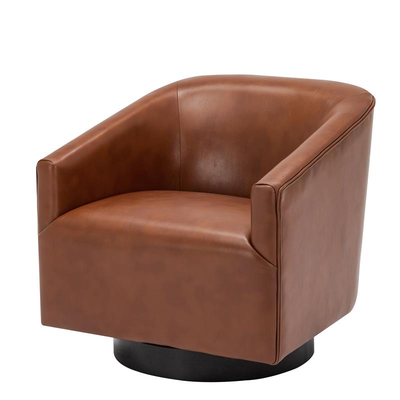 caramel faux leather accent chair