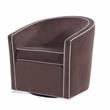 Keely Maple Brown Velvet with Cream Welt Barrel Swivel Chair