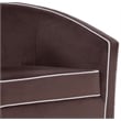 Keely Maple Brown Velvet with Cream Welt Barrel Swivel Chair