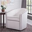 Keely  Cream Velvet with Contrasting Brown Welt Barrel Swivel Chair