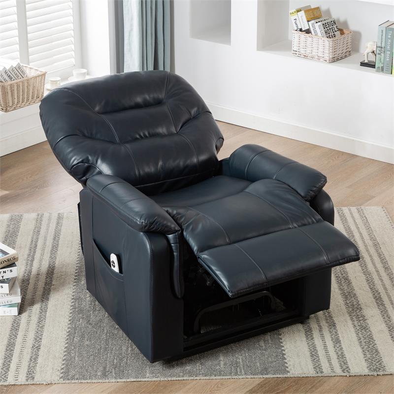 Palmer Midnight Blue Faux Leather Recliner Lift Chair - 8061-14