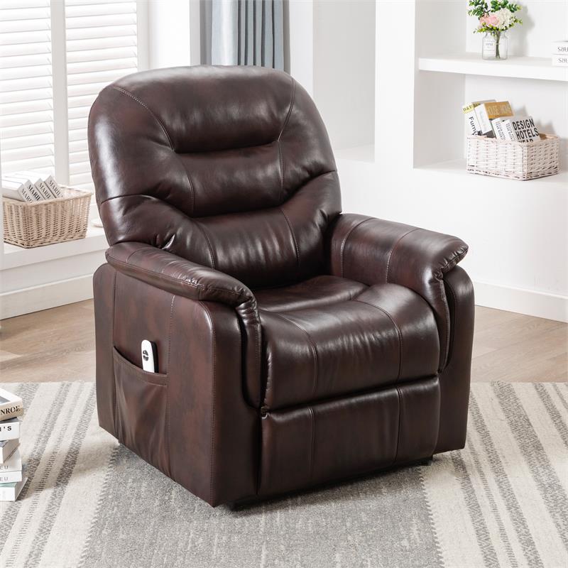 Palmer Burnished Brown Faux Leather Recliner Lift Chair Cymax Business   1993819 7 L 