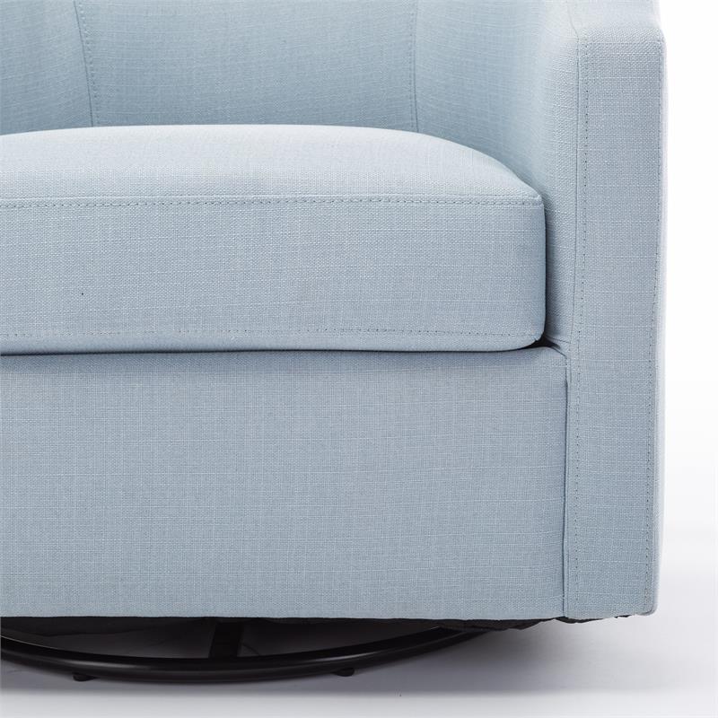 Infinity Sky Blue Polyester Fabric Swivel and Rocker Barrel Accent Chair