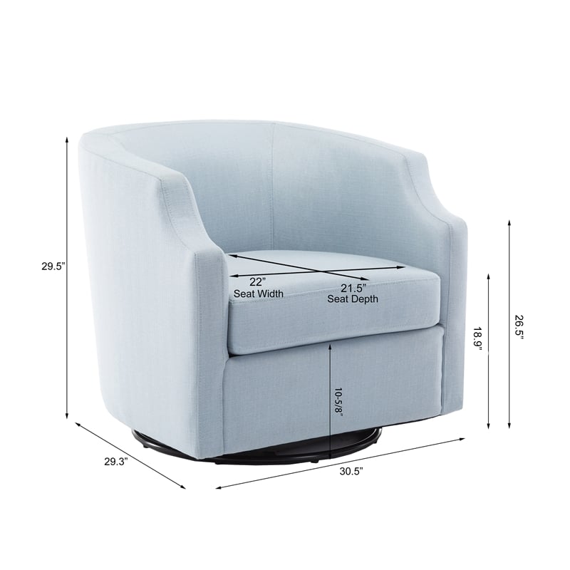Infinity Sky Blue Polyester Fabric Swivel and Rocker Barrel Accent Chair