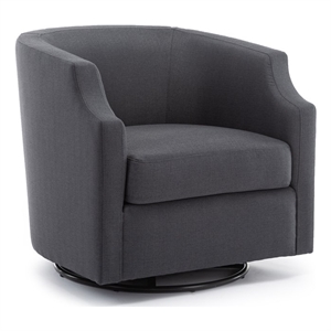 infinity ashen gray fabric modern swivel and rocker barrel chair