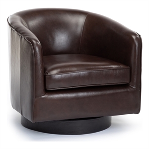 turner brown top grain leather modern swivel chair