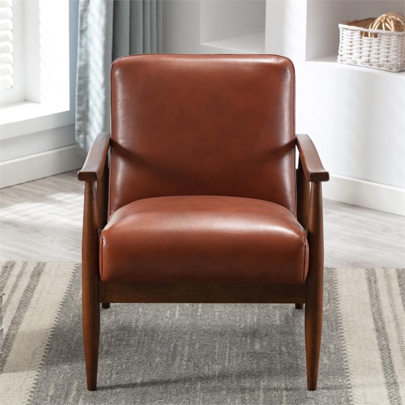 caramel faux leather chair