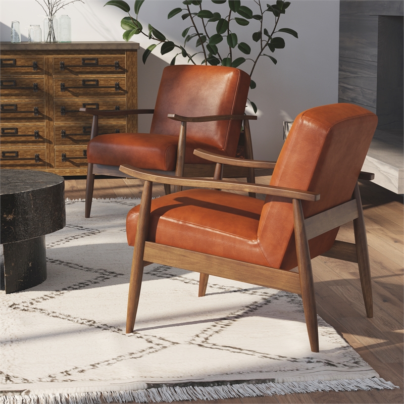 caramel faux leather chair