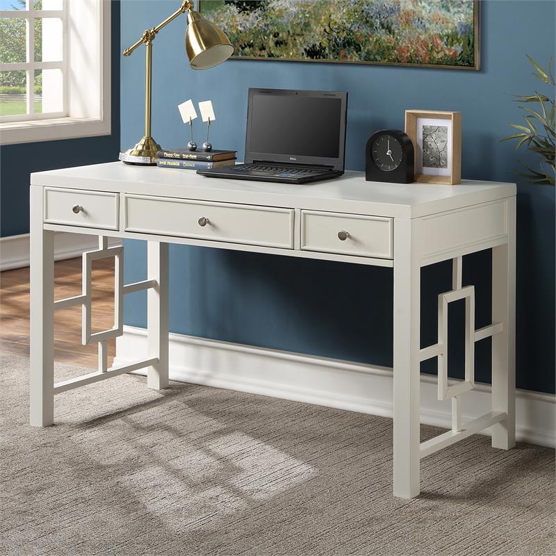 Verano 3-Drawer White Wood Desk | Cymax Business