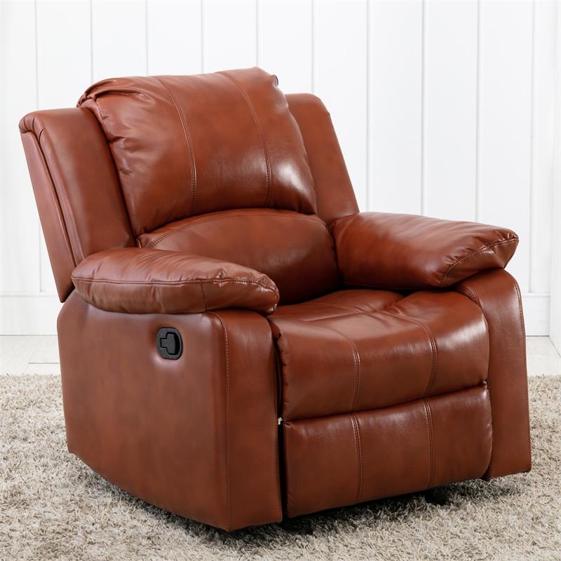 Comfort Pointe Clifton Caramel Faux Leather Recliner Cymax Business