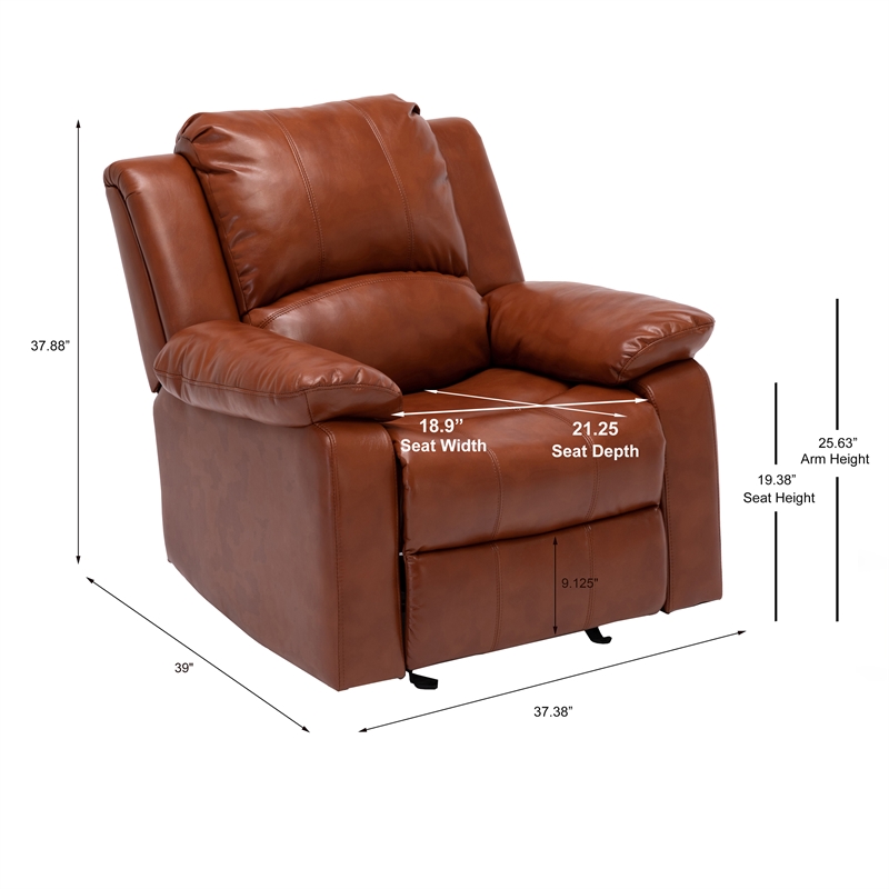 Comfort Pointe Clifton Caramel Faux Leather Recliner Cymax Business
