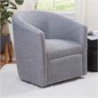 Comfort Pointe Lynton Indigo Blue Polyester Fabric Swivel Accent Chair