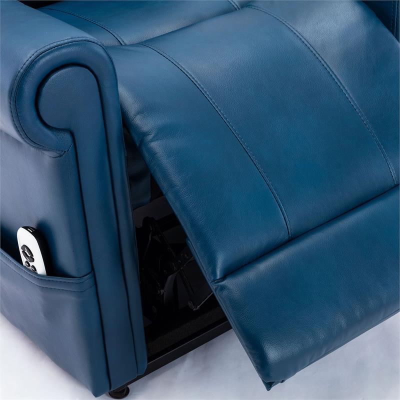 Langdon Navy Blue Faux Leather Lift Chair with Massage 811210