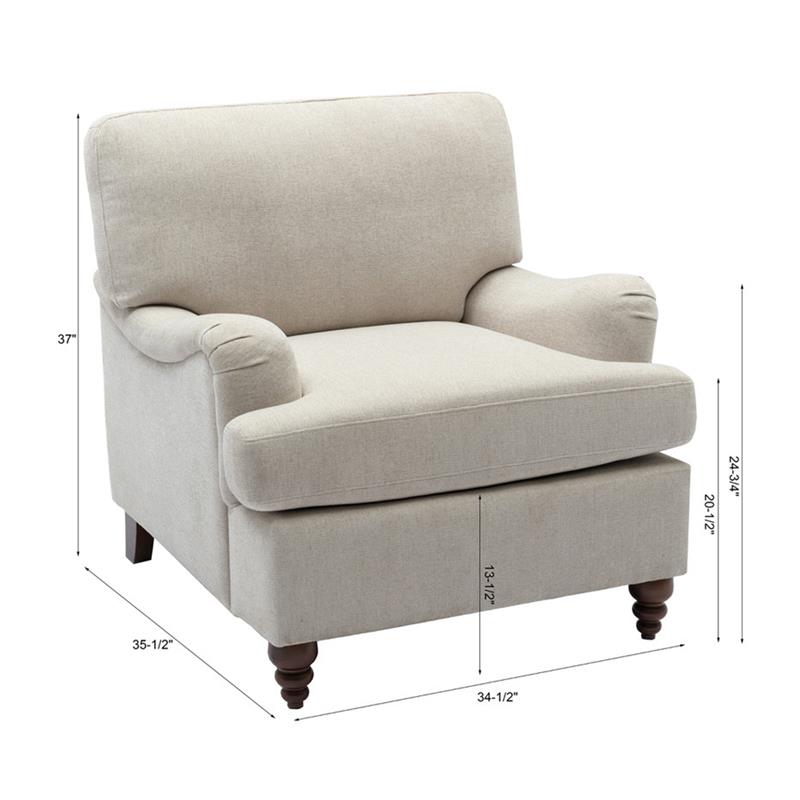 Clarendon Sea Oat Beige Polyester Fabric Upholstered Transitional Arm Chair