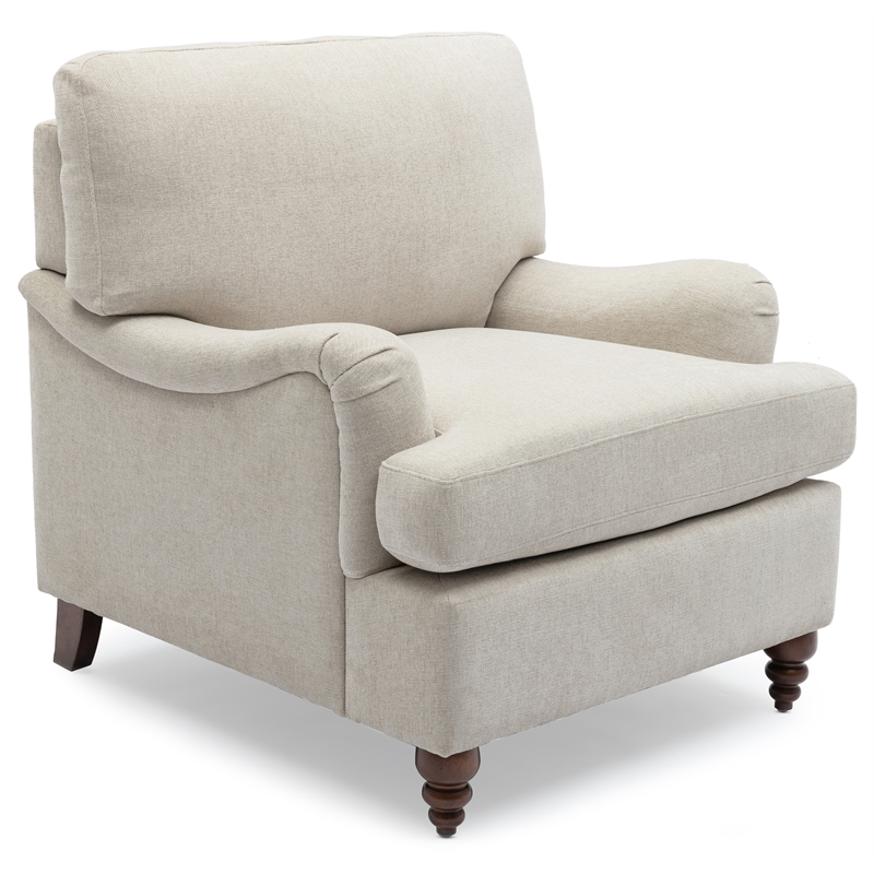 Clarendon Sea Oat Beige Polyester Fabric Upholstered Transitional Arm Chair