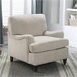 Clarendon Sea Oat Beige Polyester Fabric Upholstered Transitional Arm Chair