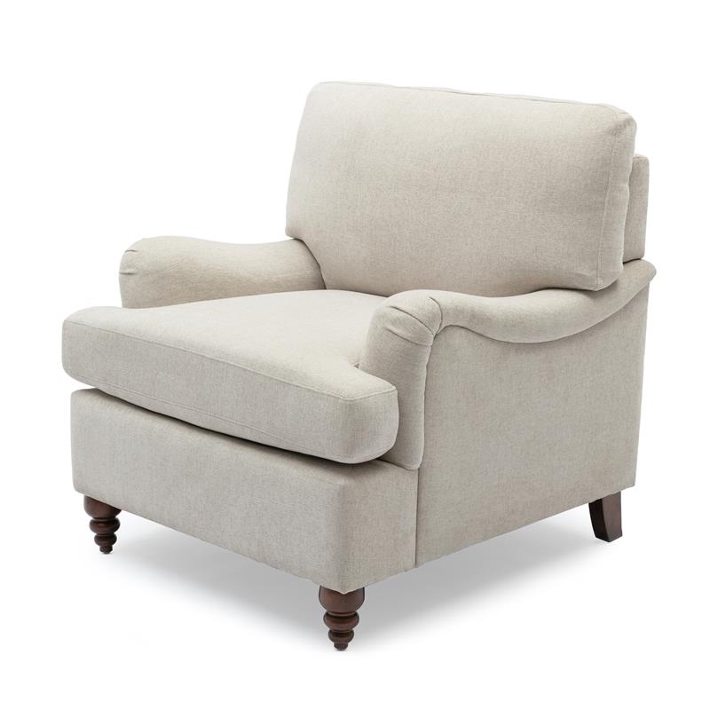 Clarendon Sea Oat Beige Polyester Fabric Upholstered Transitional Arm Chair