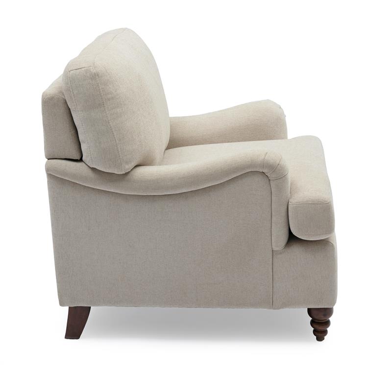 Clarendon Sea Oat Beige Polyester Fabric Upholstered Transitional Arm Chair