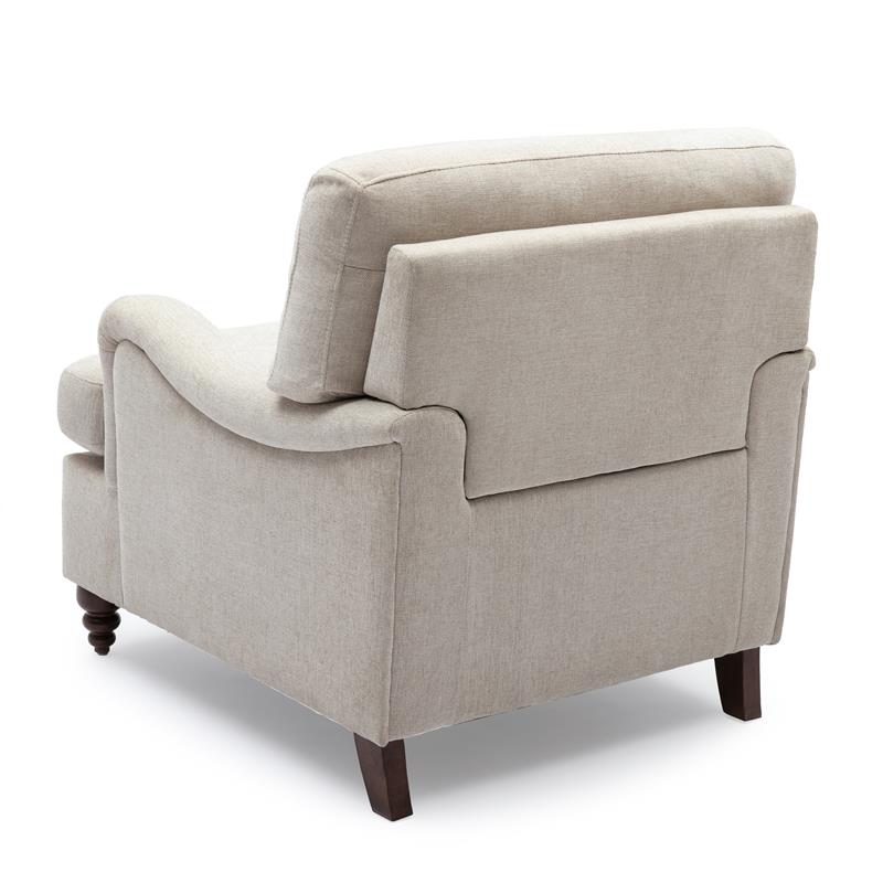 Clarendon Sea Oat Beige Polyester Fabric Upholstered Transitional Arm Chair