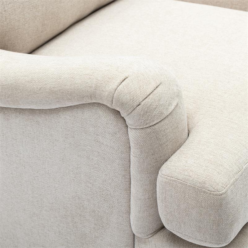 Clarendon Sea Oat Beige Polyester Fabric Upholstered Transitional Arm Chair