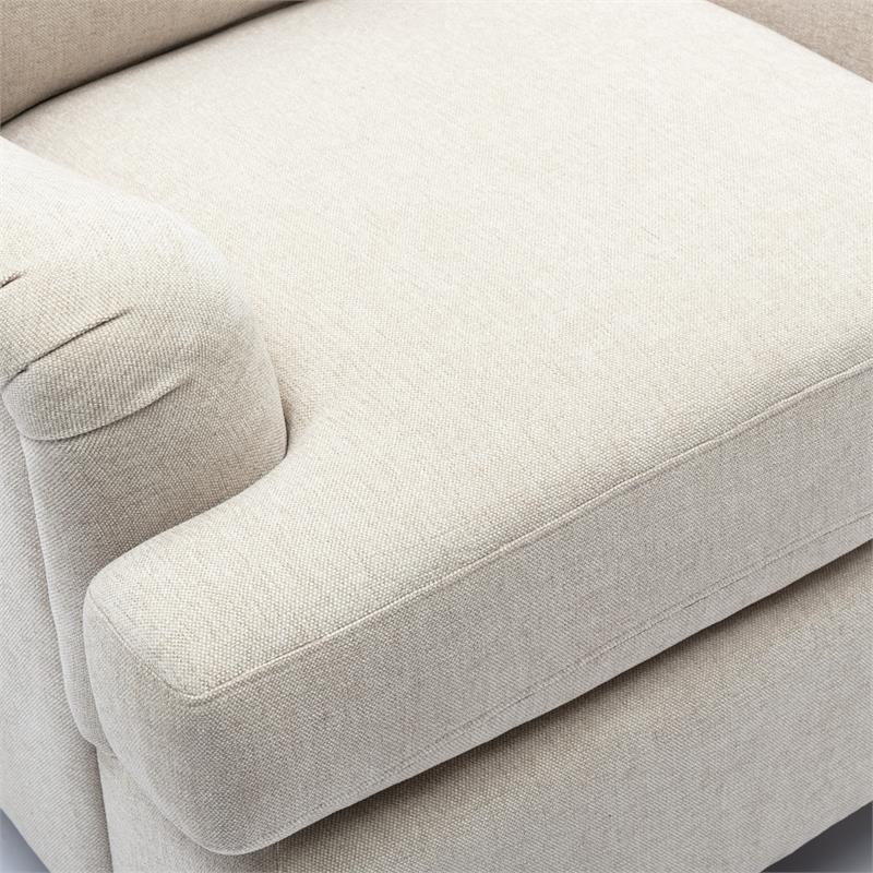 Clarendon Sea Oat Beige Polyester Fabric Upholstered Transitional Arm Chair