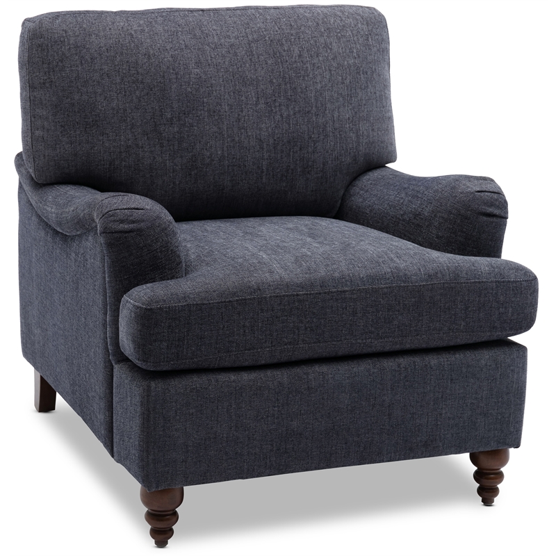 Clarendon Navy Blue Polyester Fabric Upholstered Transitional Arm Chair - Thumbnail 3