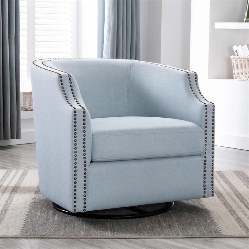 light blue barrel chair