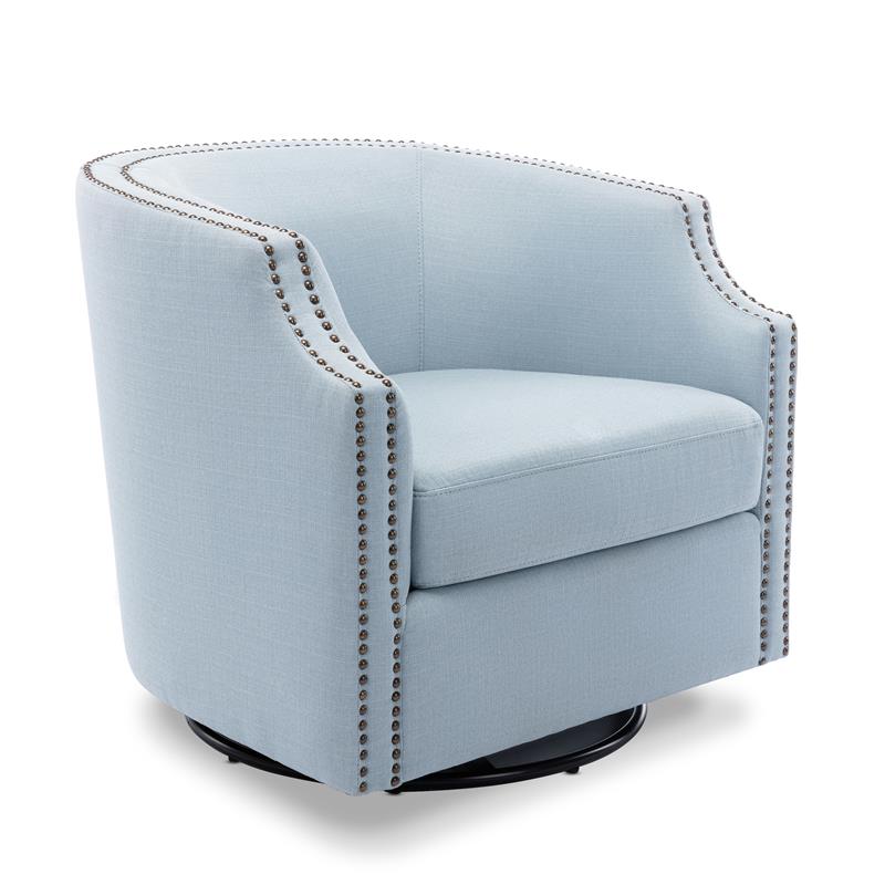 Aerin Sky Blue Swivel Barrel Chair 8091 06