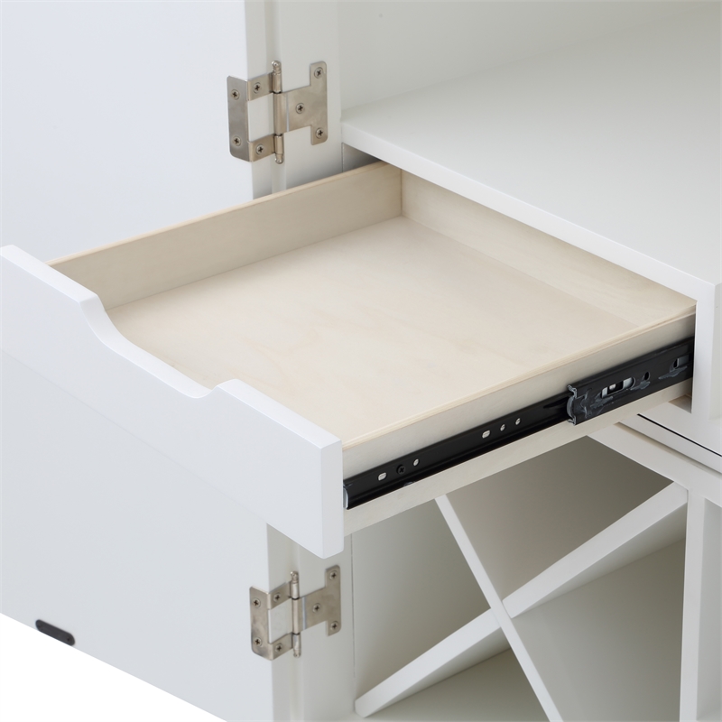 Milano 60-inch White Wood 2-door Modern Bar Cabinet with Pull-Out Tray