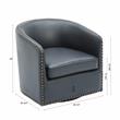 Tyler Midnight Blue Faux Leather Swivel Arm Chair with Nailhead Trim