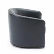 Tyler Midnight Blue Faux Leather Swivel Arm Chair with Nailhead Trim