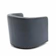Tyler Midnight Blue Faux Leather Swivel Arm Chair with Nailhead Trim