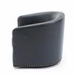 Tyler Midnight Blue Faux Leather Swivel Arm Chair with Nailhead Trim