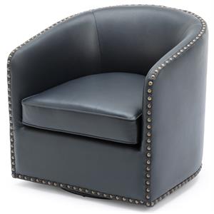 comfort pointe tyler faux leather swivel arm chair with nailhead trim